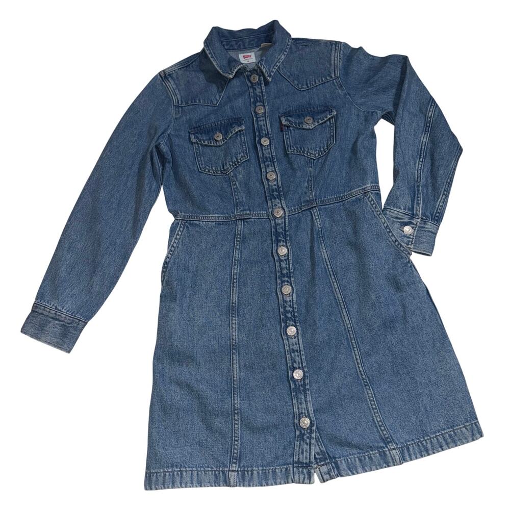 Levi’s Strauss women’s blue denim long sleeve dress - Picture 2 of 16